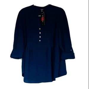 NWT Cocomo women 3/4 roll tab size 1X 3X top blouse shirt